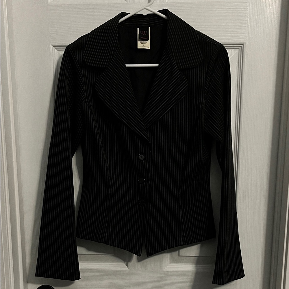 Wrapper Black Pinstripe Blazer